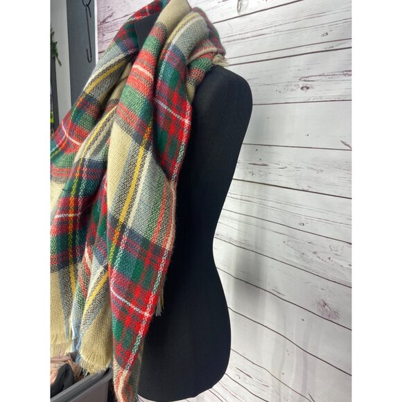 Classic Oversize Multi Color Plaid Design Frayed Blanket Scarf Wrap Shawl Fashio - Picture 3 of 6